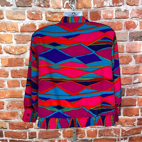Wild wacky colorful vintage button up woman’s blouse and or jacket size 12 - Picture 7 of 10